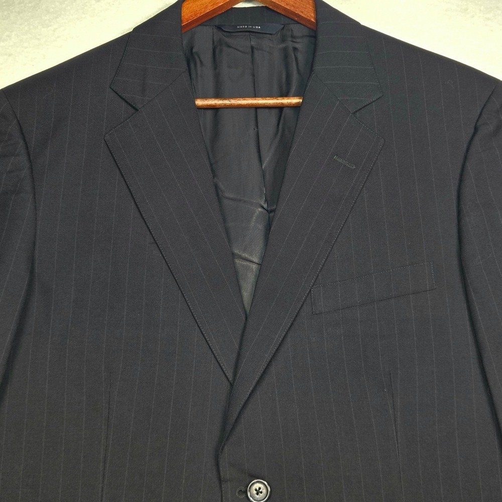 Brooks Brothers Blazer Mens 39 Navy Blue Pinstripe Wool Brooksease Sport Coat - Picture 2 of 11